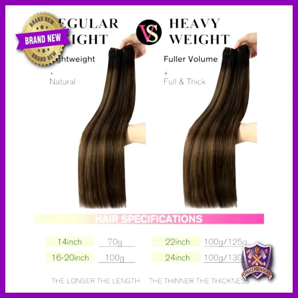 18 Inch Human Hair Weft Extensions 100G Sew In Balayage Highlights
